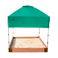 Frame It All Tool-Free Classic Sienna 4ft. x 4ft. x 5.5in. Composite Square Sandbox Kit with Telescoping Canopy/Cover - 2 Profile