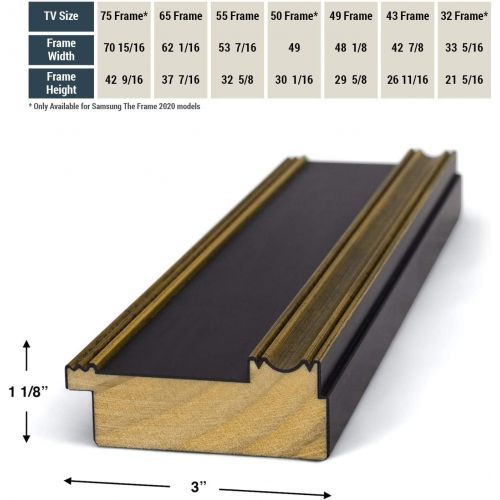  Frame My TV Deco TV Frames - Antique Gold & Black Smart Frame Compatible ONLY with Samsung The Frame TV (43, Fits 2021-2022 Frame TV)