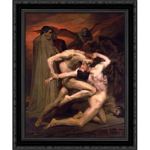  FrameToWall Dante and Virgil in Hell 20x23 Black Ornate Wood Framed Canvas Art by Bouguereau, William Adolphe