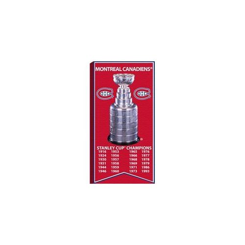  Frameworth Montreal Canadiens - 14x28 Canvas Stanley Cup Banner With Cup Photo