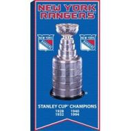 Frameworth New York Rangers - 14x28 Canvas Stanley Cup Banner With Cup Photo