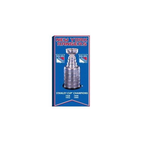  Frameworth New York Rangers - 14x28 Canvas Stanley Cup Banner With Cup Photo