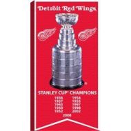 Frameworth Detroit Red Wings - 14x28 Canvas Stanley Cup Banner With Cup Photo