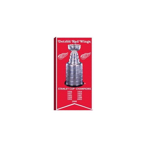  Frameworth Detroit Red Wings - 14x28 Canvas Stanley Cup Banner With Cup Photo