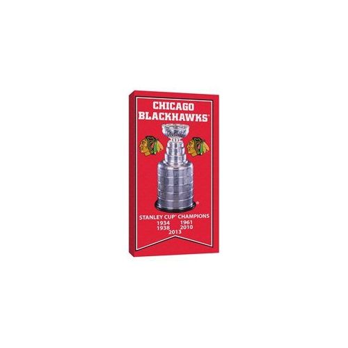  Frameworth Chicago Blackhawks - 14x28 Canvas Stanley Cup Banner With Cup Photo