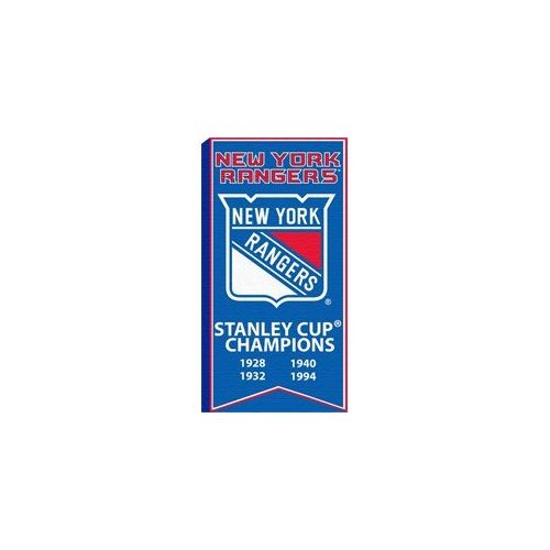  Frameworth New York Rangers - 14x28 Canvas Stanley Cup Banner With Team Logo