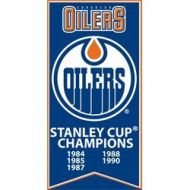 Frameworth Edmonton Oilers - 14x28 Canvas Stanley Cup Banner With Team Logo