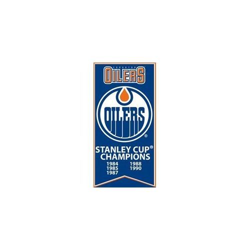  Frameworth Edmonton Oilers - 14x28 Canvas Stanley Cup Banner With Team Logo