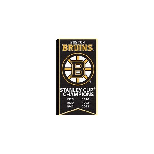  Frameworth Boston Bruins - Stanley Cup Banner 14x28 Canvas With Team Logo