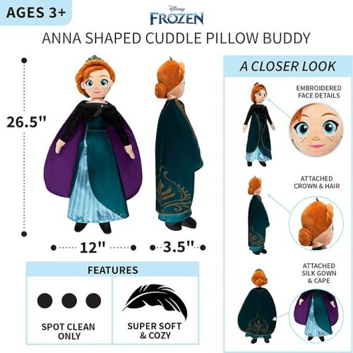  Disney Frozen Anna Kids Bedding Super Soft Plush Cuddle Pillow Buddy, 