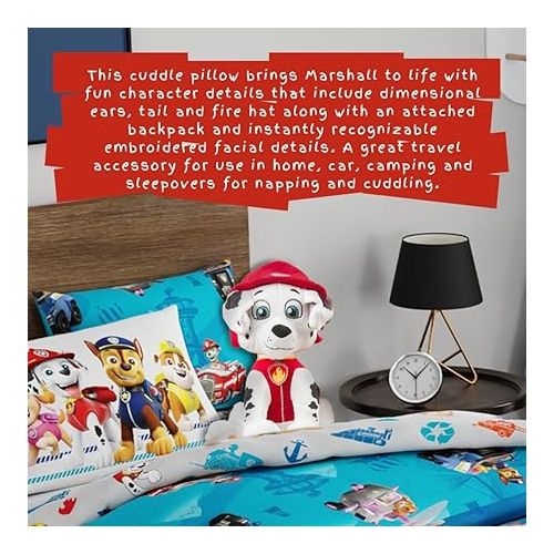  Paw Patrol Marshall Kids Bedding Super Soft Plush Cuddle Pillow Buddy, One Size, (Official) Nickelodeon Product By Franco