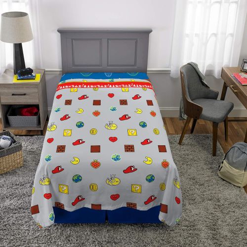 닌텐도 Franco Kids Bedding Soft Sheet Set, 3 Piece Twin Size, Super Mario Odyssey