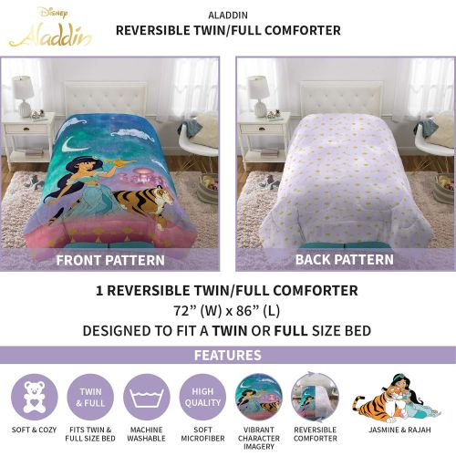  Franco Kids Bedding Super Soft Reversible Comforter, Twin/Full Size 72” x 86”, Disney Aladdin