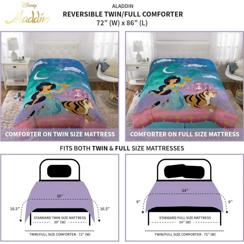  Franco Kids Bedding Super Soft Reversible Comforter, Twin/Full Size 72” x 86”, Disney Aladdin