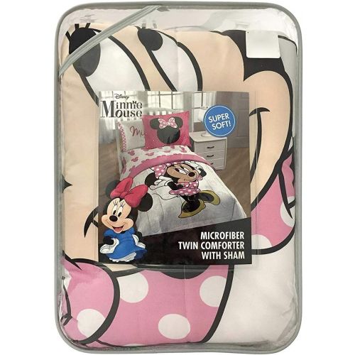  Franco Disney Minnie Mouse 4pc Twin Size Bed Comforter and Bows Sheet Set