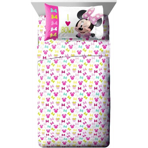  Franco Disney Minnie Mouse 4pc Twin Size Bed Comforter and Bows Sheet Set