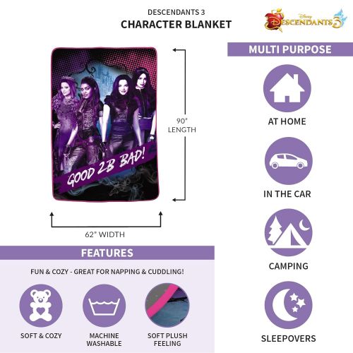  Franco Kids Bedding Super Soft Plush Microfiber Blanket, Twin/Full Size 62 x 90, Disney Descendants 3