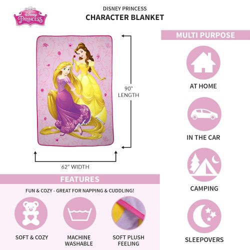  Franco Kids Bedding Super Soft Plush Microfiber Blanket, Twin/Full Size 62 x 90, Disney Princess