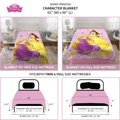  Franco Kids Bedding Super Soft Plush Microfiber Blanket, Twin/Full Size 62 x 90, Disney Princess