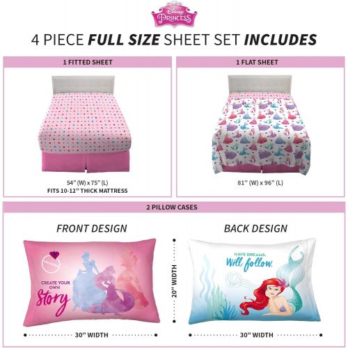  Franco Kids Bedding Super Soft Sheet Set, 4 Piece Full Size, Disney Princess