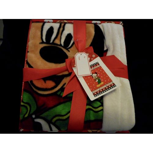  Franco Disney Santa Claus Mickey Mouse Christmas Plush Throw Blanket 62 X 90 (Comes in Nice Gift Box)
