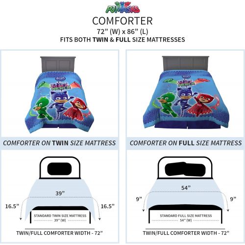  [아마존베스트]Franco Kids Bedding Super Soft Reversible Comforter, Twin/Full 72” x 86”, PJ Masks