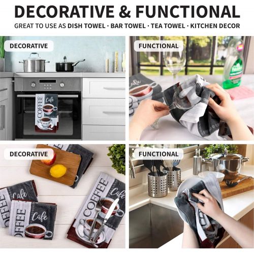  Franco Kitchen Designers Set of 4 Decorative Soft and Absorbent Cotton Dish Towels, 15 x 25, Always Fresh