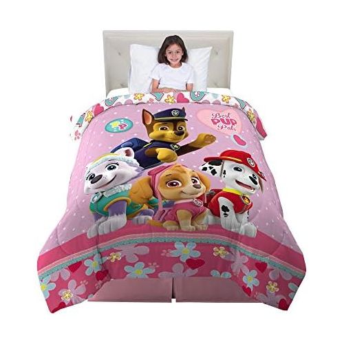 Franco Kids Bedding Super Soft Reversible Comforter, Twin/Full Size 72 x 86, Paw Patrol Pink