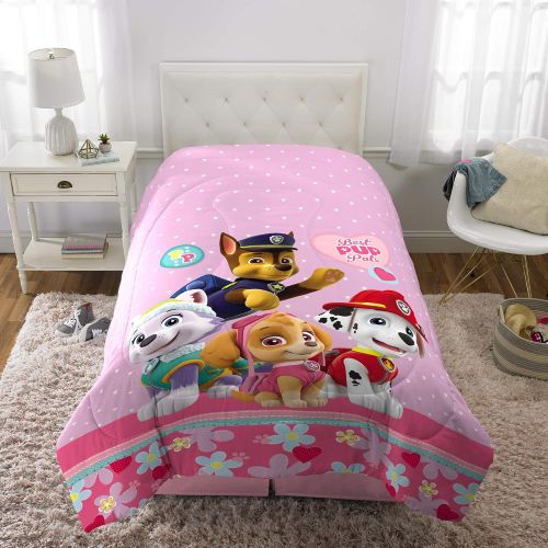  Franco Kids Bedding Super Soft Reversible Comforter, Twin/Full Size 72 x 86, Paw Patrol Pink