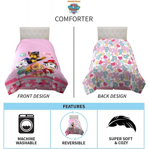  Franco Kids Bedding Super Soft Reversible Comforter, Twin/Full Size 72 x 86, Paw Patrol Pink