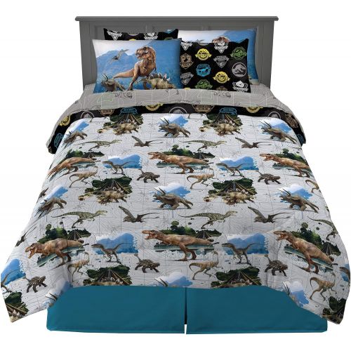  Franco Kids Bedding Super Soft Comforter and Sheet Set with Sham, 7 Piece Full Size, Jurassic World