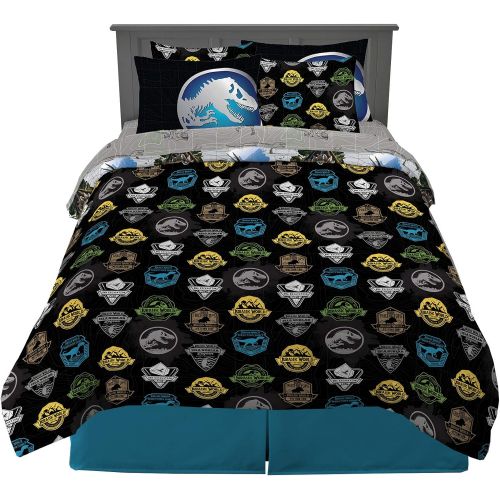  Franco Kids Bedding Super Soft Comforter and Sheet Set with Sham, 7 Piece Full Size, Jurassic World