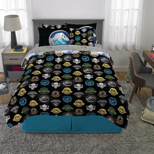  Franco Kids Bedding Super Soft Comforter and Sheet Set with Sham, 7 Piece Full Size, Jurassic World