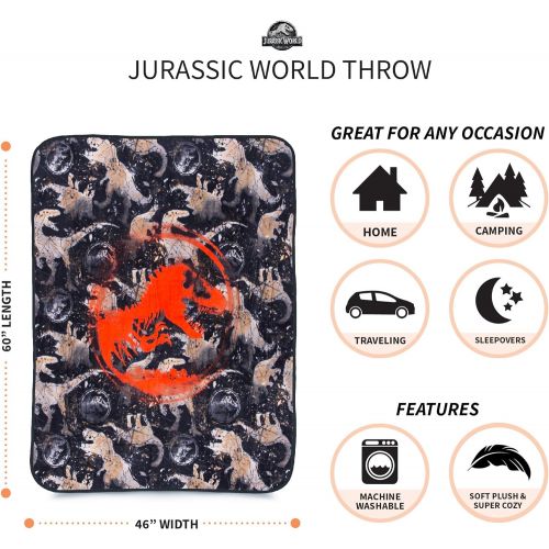  Franco Kids Bedding Soft Plush Microfiber Throw, 46 x 60, Jurassic World