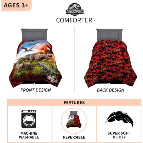  Franco ML9468 Kids Bedding Super Soft Reversible Comforter, Twin/Full Size 72 x 86, Jurassic World