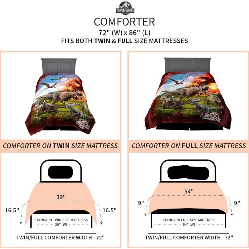  Franco ML9468 Kids Bedding Super Soft Reversible Comforter, Twin/Full Size 72 x 86, Jurassic World