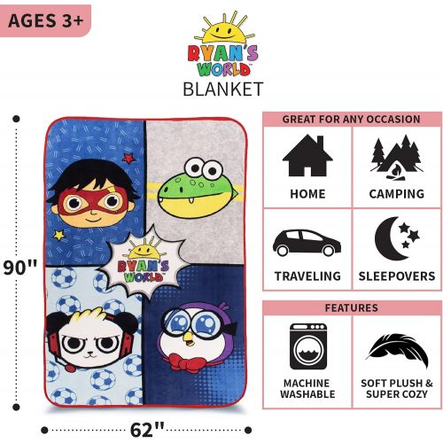  Franco Kids Bedding Super Soft Plush Microfiber Blanket, Twin/Full Size 62 x 90, Ryan’s World