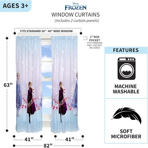  Franco Kids Window Curtain Panels Drapes Set, 82 in x 63 in, Disney Frozen 2