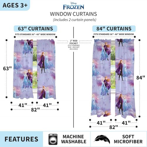  Franco Kids Room Window Curtains Drapes Set, 82 in x 84 in, Disney Frozen 2