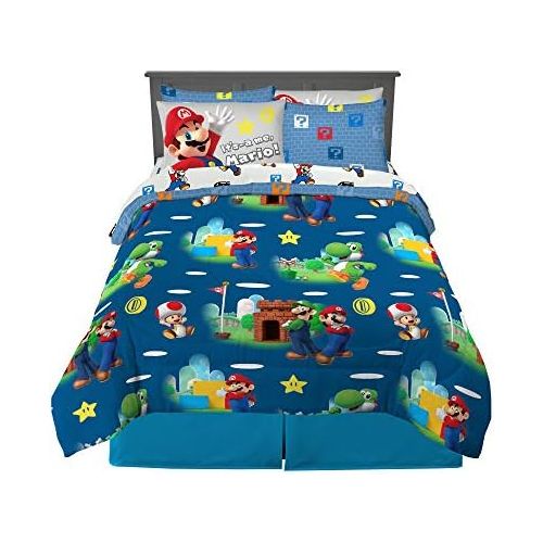  [아마존베스트]Franco Kids Bedding Super Soft Comforter and Sheet Set with Sham, 7 Piece Full Size, Mario