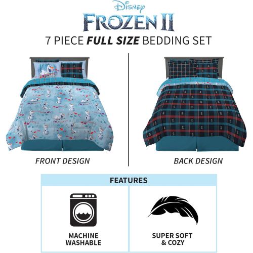  [아마존베스트]Franco Kids Bedding Comforter and Sheet Set with Sham, 7 Piece Full Size, Disney Frozen 2 Olaf