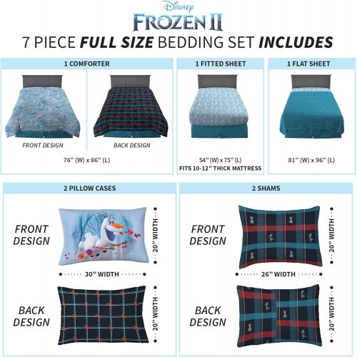  [아마존베스트]Franco Kids Bedding Comforter and Sheet Set with Sham, 7 Piece Full Size, Disney Frozen 2 Olaf