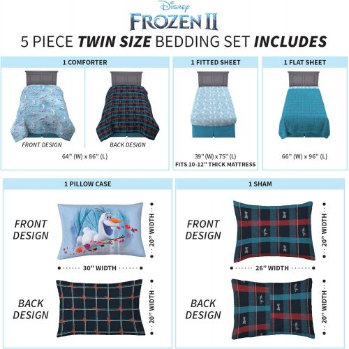  [아마존베스트]Franco Kids Bedding Comforter and Sheet Set with Sham, 5 Piece Twin Size, Disney Frozen 2 Olaf