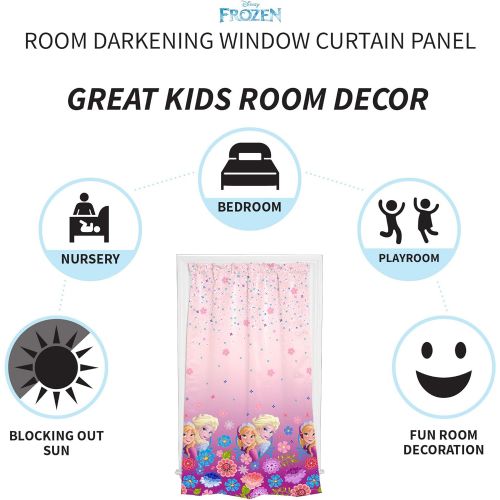  [아마존베스트]Franco Kids Room Darkening Window Curtain Panel, 42 X 63, Pink, Disney Frozen