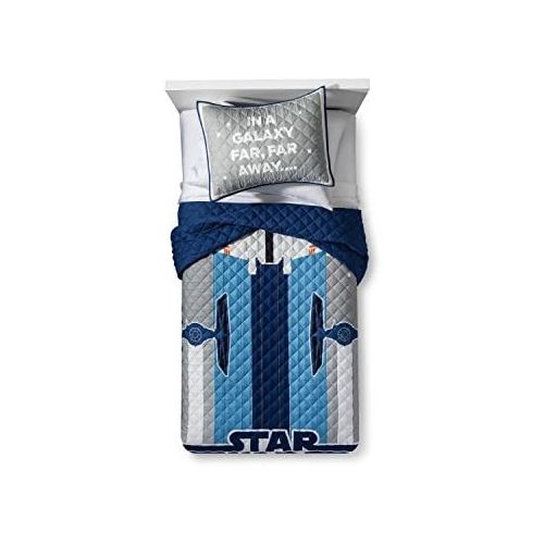  Franco Star Wars Gray & Blue Twin Quilt Set