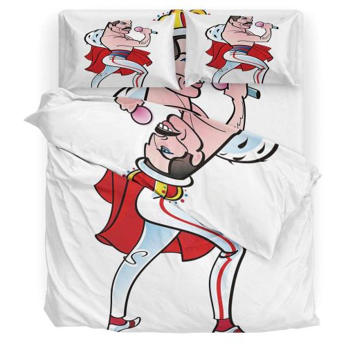  Franco Zilcine Duvet Covers,Freddie Mercury Decor,for Kids Boys Girls Reversible Bedding Sets(King)