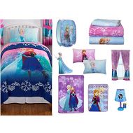 Franco Manufacturing Disneys Frozen Nordic Frost 13 PC Kids Bedding Ensemble: Includes twin/full comforter, 3 pc twin sheet set, blanket, lamp, giant wall decal, throw, hamper & 2 curtain panels with 2