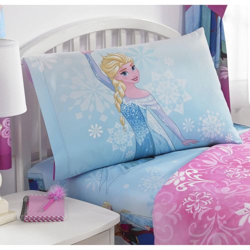  Franco Manufacturing Disneys Frozen Nordic Frost 13 PC Kids Bedding Ensemble: Includes twin/full comforter, 3 pc twin sheet set, blanket, lamp, giant wall decal, throw, hamper & 2 curtain panels with 2