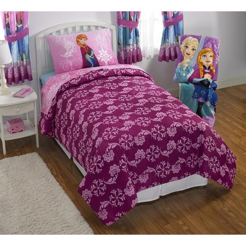  Franco Manufacturing Disneys Frozen Nordic Frost 13 PC Kids Bedding Ensemble: Includes twin/full comforter, 3 pc twin sheet set, blanket, lamp, giant wall decal, throw, hamper & 2 curtain panels with 2