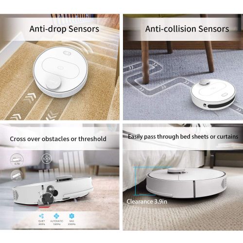  Robot Vacuum Cleaner, 360 S6 Robotic Vacuum and Mop with Laser Navigation, Smart Sensor, Auto-Recharge and Resume, Washable Filter, Multi-Map Management, App Control, Cleans Pet Ha